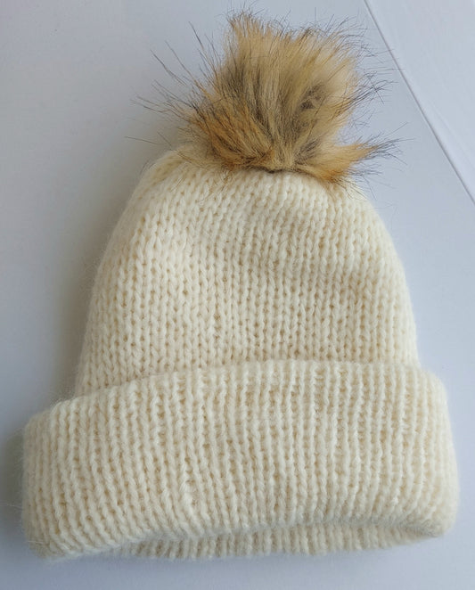 Pure Wool Adult Beanie with Pom