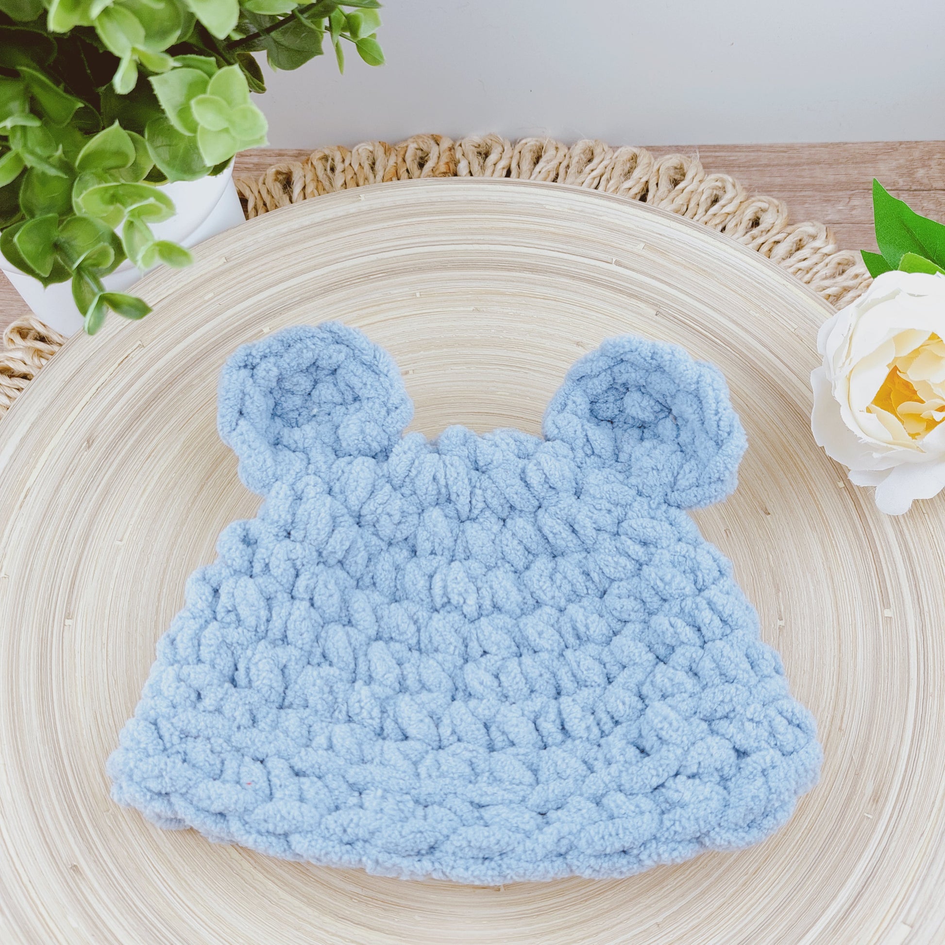 Blue baby bear hat