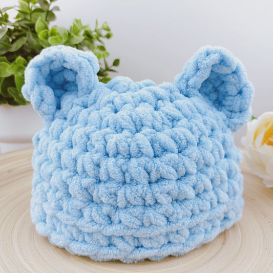 Pale blue baby bear hat