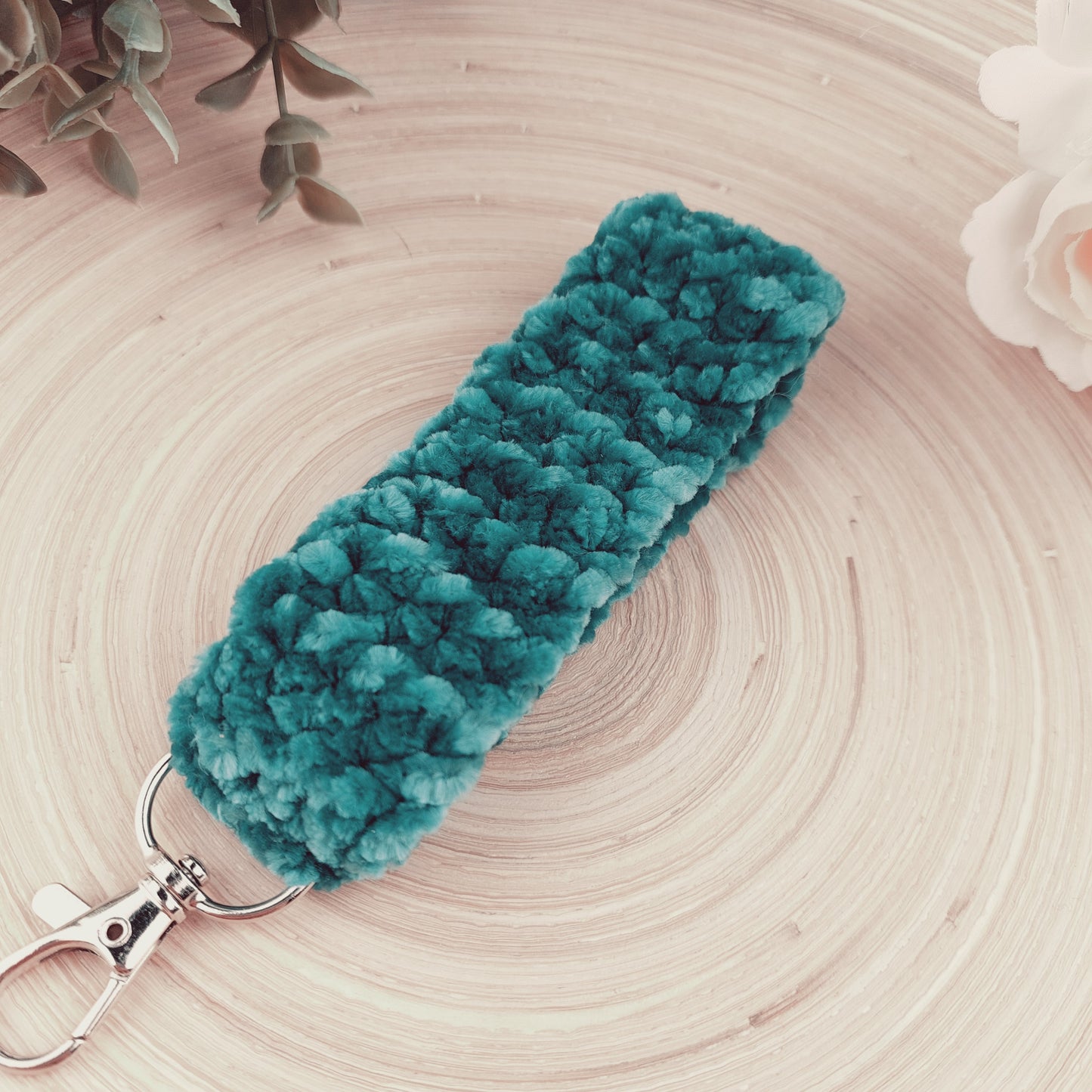 Velvet wristlet keychain