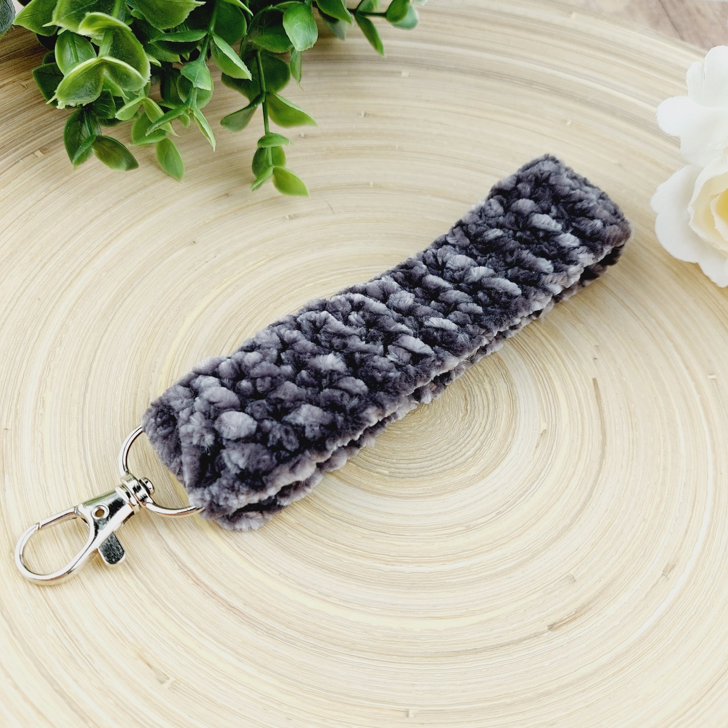 Velvet wristlet keychain