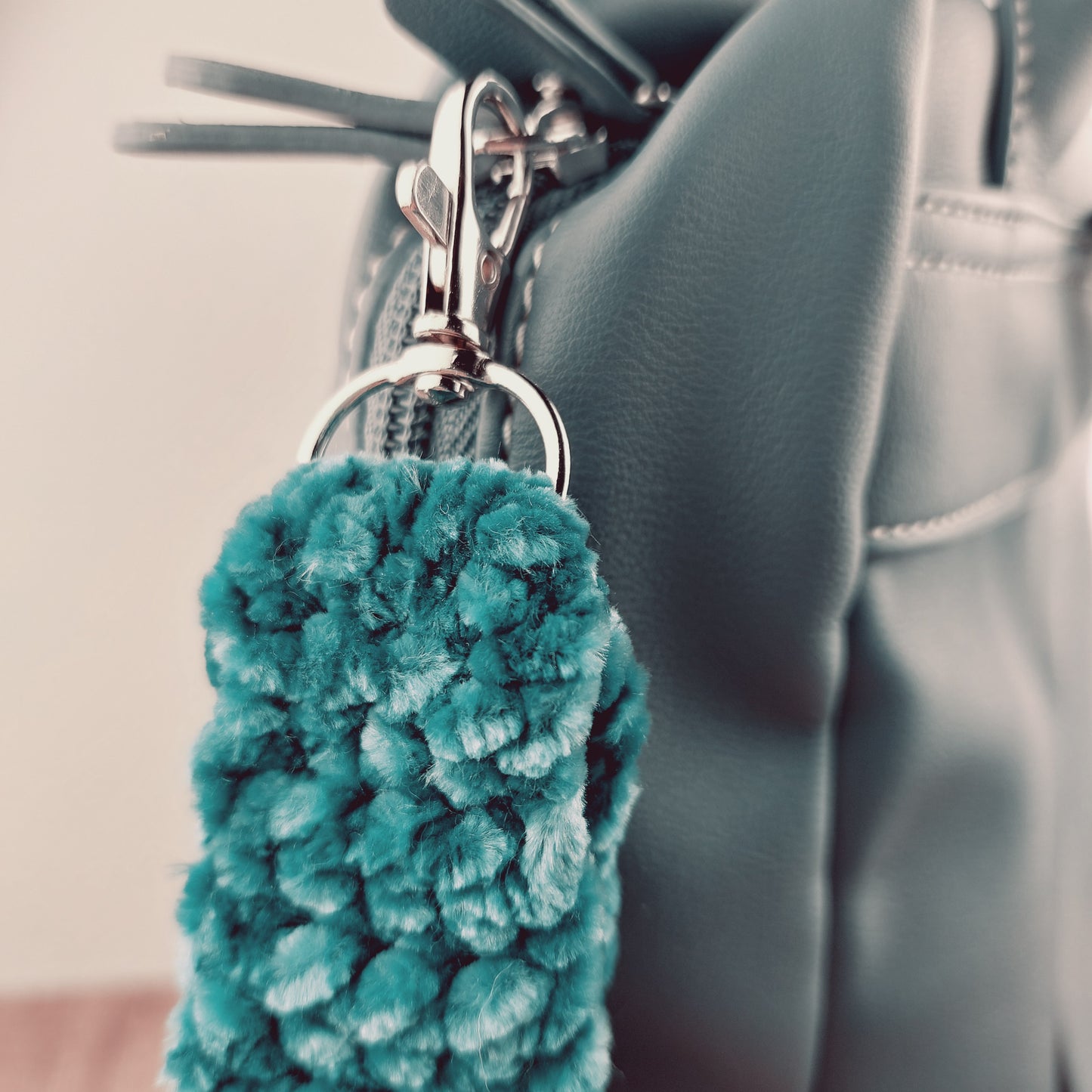 Velvet wristlet keychain