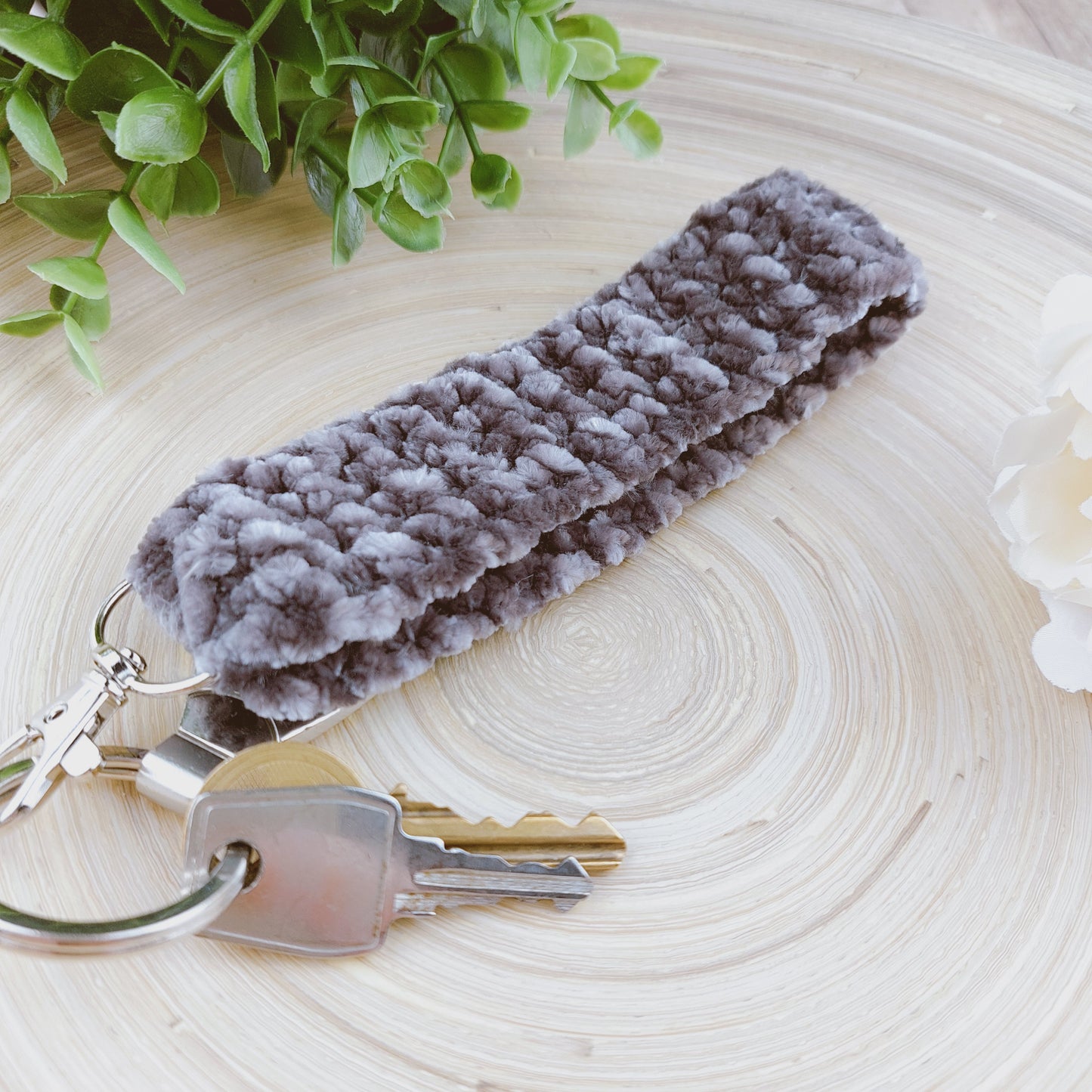 Velvet wristlet keychain