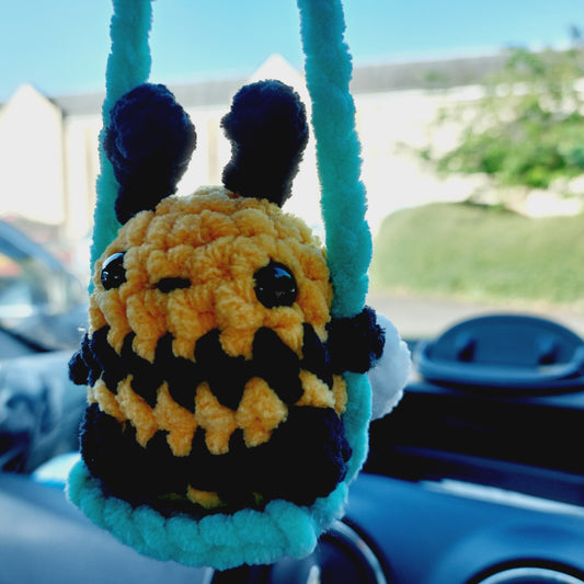 Bee on a Swing – Crochet Car Mirror Charm